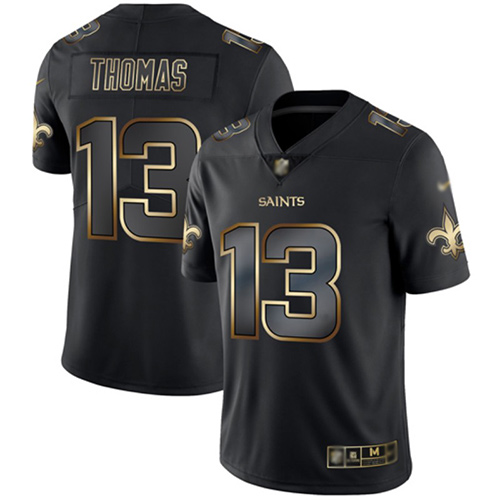 Men New Orleans Saints Limited Black Gold Michael Thomas Jersey NFL Football #13 Vapor Untouchable Jersey